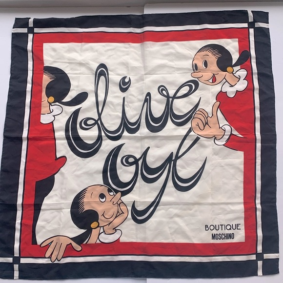 Boutique Moschino Olive Oyl Silk Scarf - Picture 1 of 7